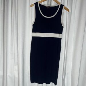 Adrienne Vittadini Blue Dress with White Trim
